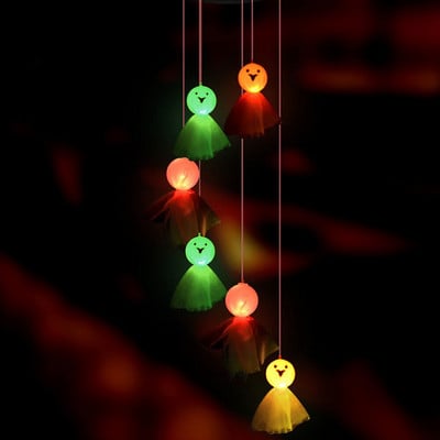 LED napelemes szélcsengő fény kültéri Halloween ijesztő sütőtök koponya manó kerti hangulatú dekoratív lámpák