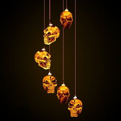 LED napelemes szélcsengő fény kültéri Halloween ijesztő sütőtök koponya manó kerti hangulatú dekoratív lámpák