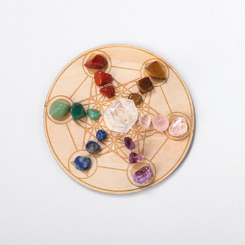 Természetes hét csakra kristály kavics jóga fa alapkészlet gyógyító drágakő tiszta kvarc energia dekoráció