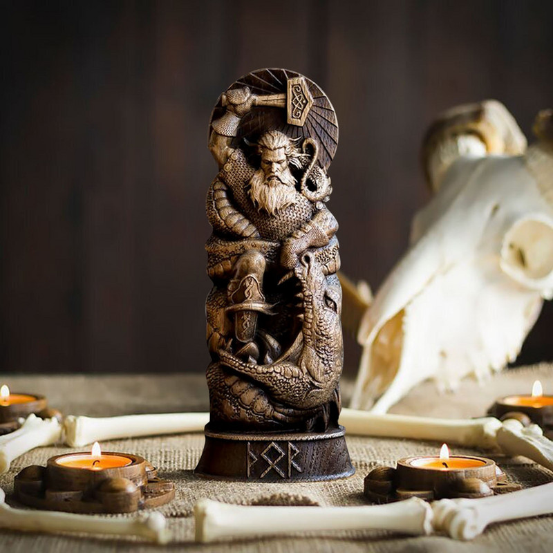 20 cm Sculptură Zeu Grec Thor Loki Odin Statuie Altar Figura Zeu Hindu Statuie Pentru Mașină Casa Grădină Decorare