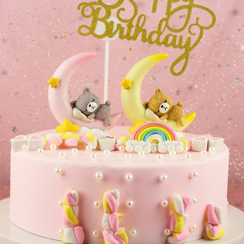 Csillagbojtíves tortafeltétek Egyszarvú Angyal Hold Medve Díszek babaváróhoz Gyerek születésnapi bulihoz Sütési kellékek Szerelmi ajándékok