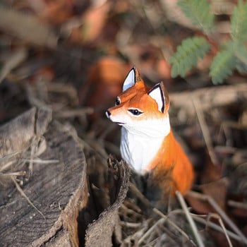 Σκανδιναβικό στυλ Fox Χειροποίητο ξυλόγλυπτο Μασίφ Ξύλινο Μοντέλο Ζώου Γλυπτό Fox Στολίδια Δώρο Αξεσουάρ διακόσμησης κήπου σπιτιού