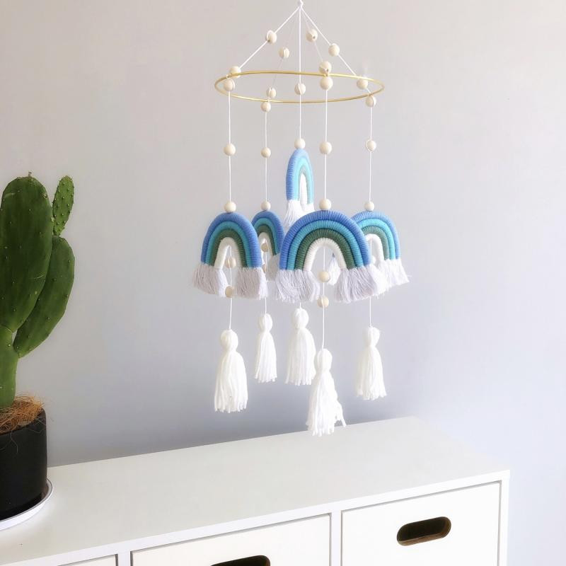 Bölcsődei szoba dekoráció Nordic Rainbow ágy szélcsengő gyerekszoba sátor fiú lány hálószoba kézzel készített függő dekor óvoda dekoráció