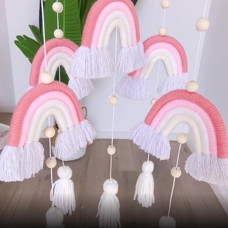Bölcsődei szoba dekoráció Nordic Rainbow ágy szélcsengő gyerekszoba sátor fiú lány hálószoba kézzel készített függő dekor óvoda dekoráció