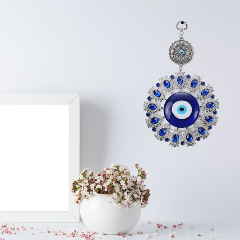 X6HD Turkijos mėlyna pikta akis pakabinamas pakabukas Lucky Protection Raktų pakabukas Sodas Namų puošmenos Amuletai Ornamentas