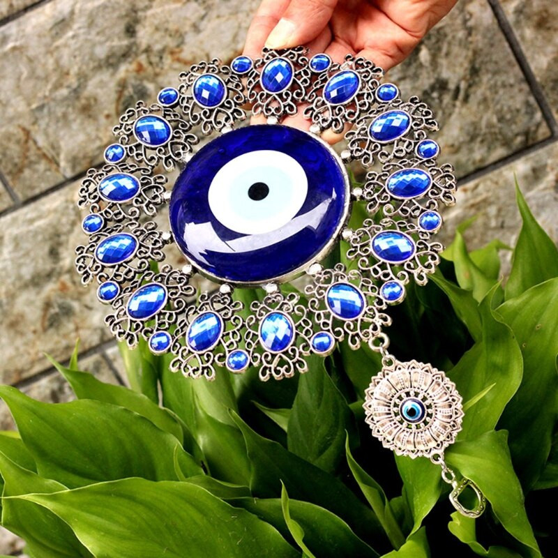 X6HD Turkijos mėlyna pikta akis pakabinamas pakabukas Lucky Protection Raktų pakabukas Sodas Namų puošmenos Amuletai Ornamentas