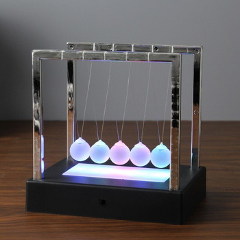 Luminous Newton Cradle Pendulum Ball Creative Balance Swing Toy for Kid Adult Stress Relief Home Office Ornament Decoration