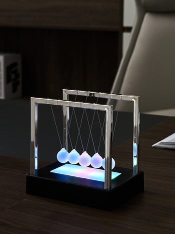 Luminous Newton Cradle Pendulum Ball Creative Balance Swing Toy for Kid Adult Stress Relief Home Office Ornament Decoration