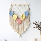 Boho Colorful Leaves Gobelin Bojt fali dekoráció Makramé falakasztó, kézzel készített szövött álomfogó karácsonyi esküvői ajándék