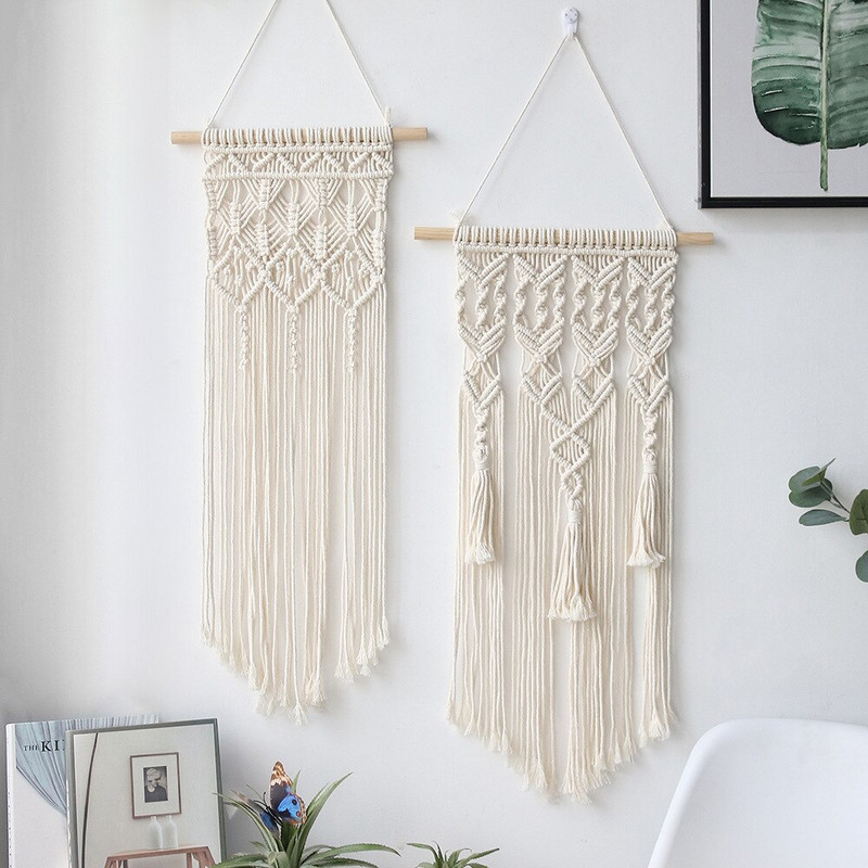 Boho Colorful Leaves Gobelin Bojt fali dekoráció Makramé falakasztó, kézzel készített szövött álomfogó karácsonyi esküvői ajándék