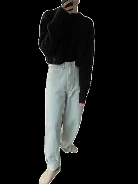 Γυναικείο μονόχρωμο μακρυμάνικο πουλόβερ