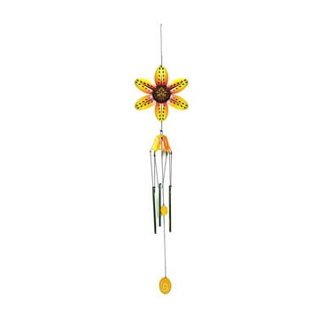 Σφυρήλατο σίδερο με 6 πέταλα Flower Wind Chime μενταγιόν Δημιουργικό πολύχρωμο στολίδι 13ME