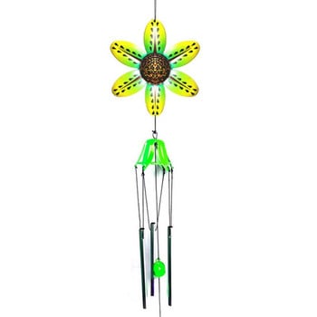 Σφυρήλατο σίδερο με 6 πέταλα Flower Wind Chime μενταγιόν Δημιουργικό πολύχρωμο στολίδι 13ME