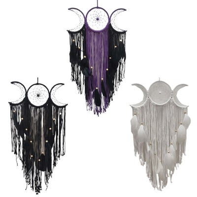 Πολύχρωμο Triple Moon Dream Catcher Κρεμαστό Στολίδι Χειροτεχνία για Σαλόνι Υπνοδωμάτιο Σπίτι Διακόσμηση τοίχου 13ME