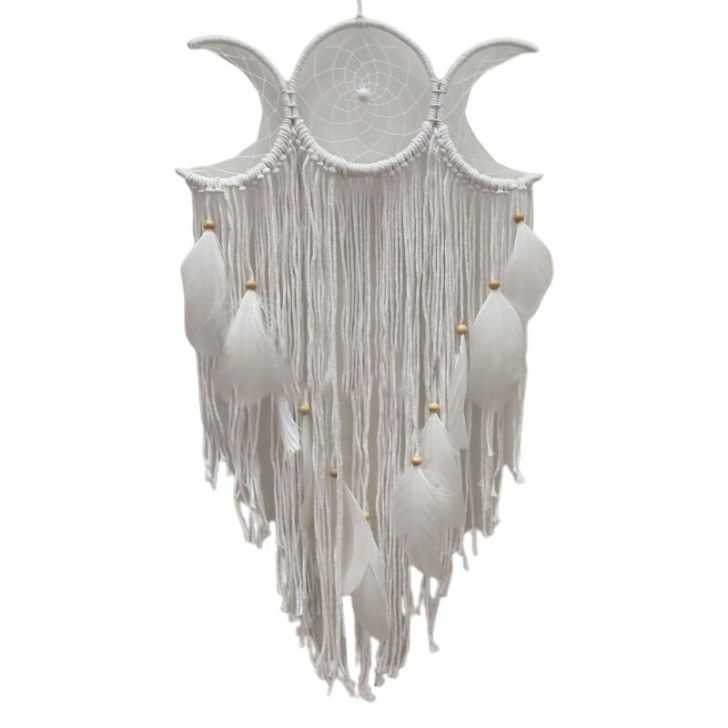 Többszínű Triple Moon Dream Catcher medál függő dísz kézműves otthoni használatra Hálószoba Nappali Bölcsőde fali dekoráció 13ME
