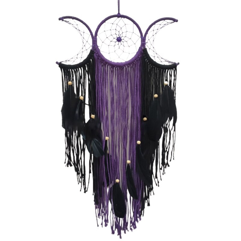 Többszínű Triple Moon Dream Catcher medál függő dísz kézműves otthoni használatra Hálószoba Nappali Bölcsőde fali dekoráció 13ME