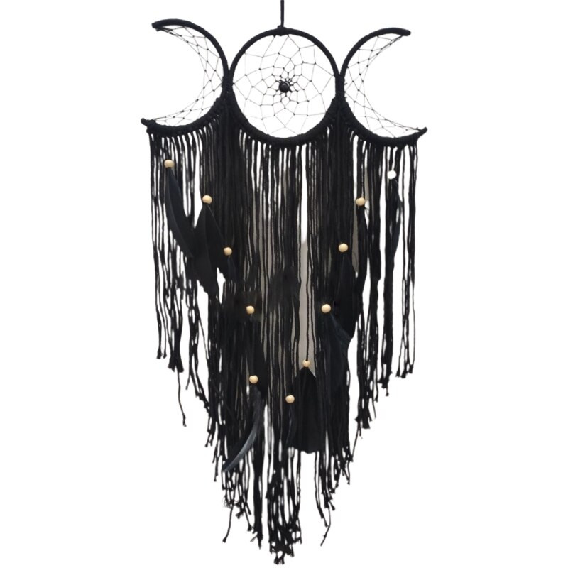 Többszínű Triple Moon Dream Catcher medál függő dísz kézműves otthoni használatra Hálószoba Nappali Bölcsőde fali dekoráció 13ME