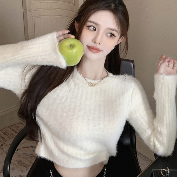 Pulover de dama toamna-iarna cu maneci lungi si decolteu oval