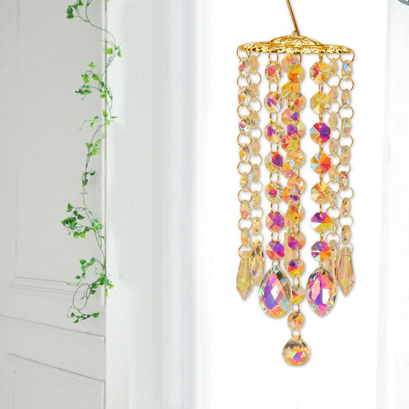 Krištoliniai vėjo varpelio pakabukai, skirti lauko sodo langams Vestuvių užuolaidų sietynas „pasidaryk pats“ papuošimai, dovana