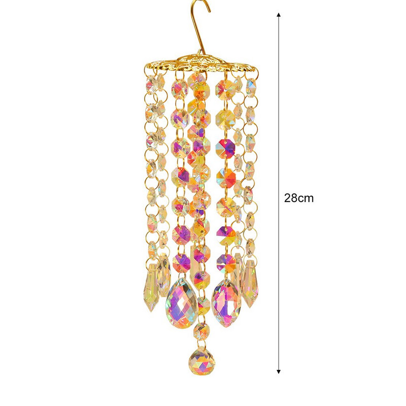 Krištoliniai vėjo varpelio pakabukai, skirti lauko sodo langams Vestuvių užuolaidų sietynas „pasidaryk pats“ papuošimai, dovana