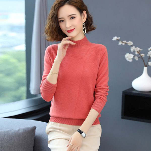 Καθαρό γυναικείο πουλόβερ - με ψηλό γιακά