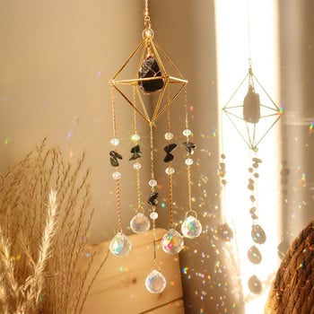 Crystal Wind Chime Prism Πολύχρωμα τρισδιάστατα περιστρεφόμενα κρεμαστά στολίδια Windbell Home Garden Wall Car Διακοσμήσεις κρεβατοκάμαρας