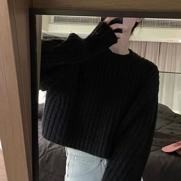 Pulover de iarnă lejer cu mânecă lungă