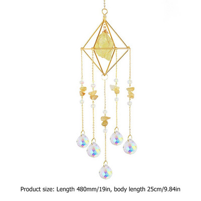 Kristalna zvona vjetra Prirodni kamen Metalne viseće prizme Rasvjeta Hvatač loptica Ukras Nakit Privjesak Luster Dekoracija kućne sobe
