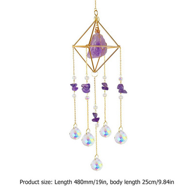 Kristalna zvona vjetra Prirodni kamen Metalne viseće prizme Rasvjeta Hvatač loptica Ukras Nakit Privjesak Luster Dekoracija kućne sobe