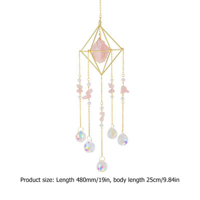 Kristalna zvona vjetra Prirodni kamen Metalne viseće prizme Rasvjeta Hvatač loptica Ukras Nakit Privjesak Luster Dekoracija kućne sobe