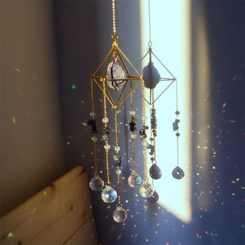 Crystal Wind Chimes Φυσική Πέτρα Μεταλλικά Κρεμαστά Πρίσματα Φωτιστικά Ball Catcher Στολίδι Κοσμήματα Κρεμαστό Πολυέλαιος Διακόσμηση δωματίου σπιτιού