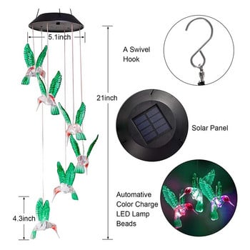 LED Solar Hummingbird Wind Chimes Ημέρα της μητέρας Γενέθλια Γυναίκες Γιαγιά Καλύτερα δώρα Εσωτερική Εξωτερική διακόσμηση Διακοσμήσεις αυλής