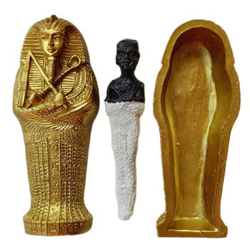Древен египетски цар Фараон Ковчег Мумия Миниатюрен модел Пирамида Магически инструмент Орнаменти от смола Декорация на дома Занаяти