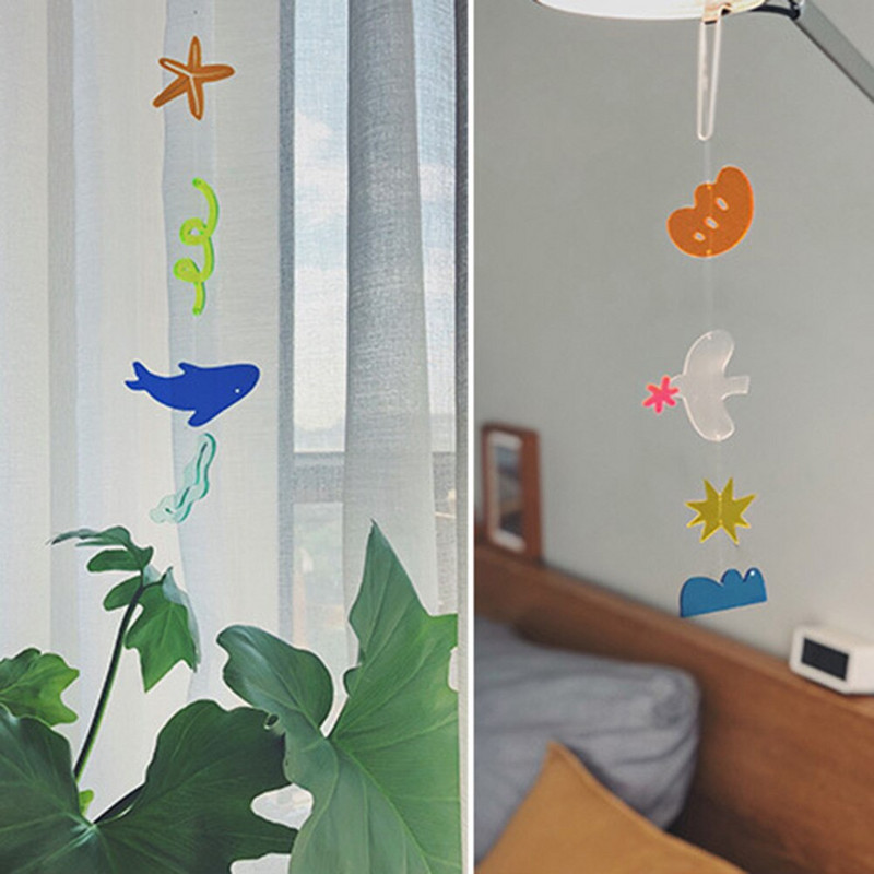 Piesă din acril clopoțel de vânt colorat drăguț pandantiv nordic geometric agățat decor pentru fereastră în aer liber, grădină, dropship, decor acasă