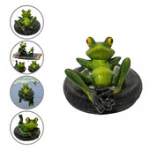 Derva plaukiojantis bambuko plaustas Varlės statula antis skulptūra lauko sodo tvenkinys dekoratyvinis namas žuvų rezervuaras sodo dekoras stalo ornamentas