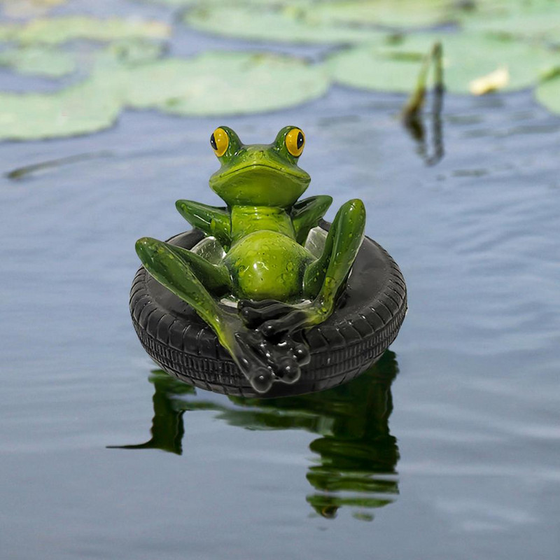 Derva plaukiojantis bambuko plaustas Varlės statula antis skulptūra lauko sodo tvenkinys dekoratyvinis namas žuvų rezervuaras sodo dekoras stalo ornamentas