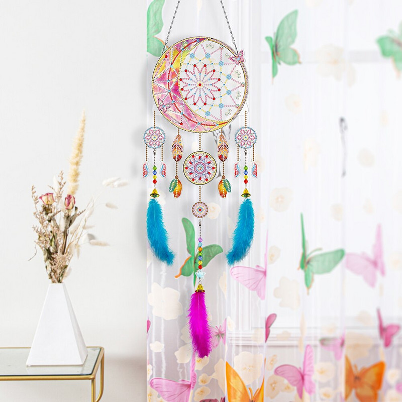 Χειροποίητο Diamond Mosaic Dream Catcher DIY Μοναδικό κρεμαστό κρεμαστό τοίχου Wind Chimes Art Craft Διακόσμηση κήπου σπιτιού