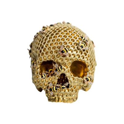 Gyanta méhkas koponya fej csontváz koponya szobor díszek otthoni parti bár klub akvárium dekoráció Halloween ajándék fekete arany
