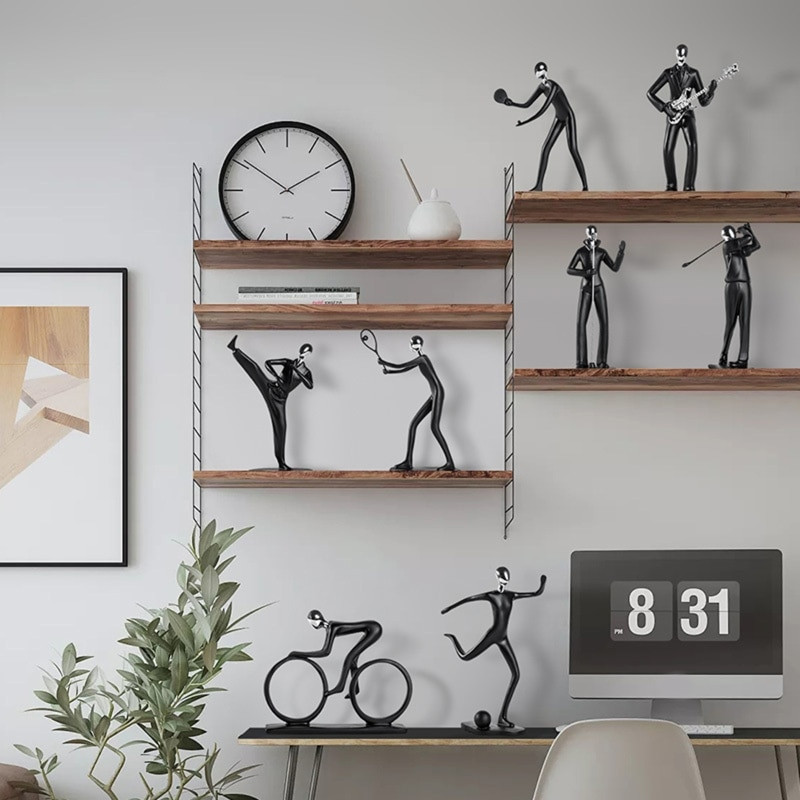 Futbolo / stalo teniso / golfo žaidėjo statula Abstrakčios figūros skulptūra Šiaurės dervos sportininkui Personažas Statulėlės stalo papuošalai