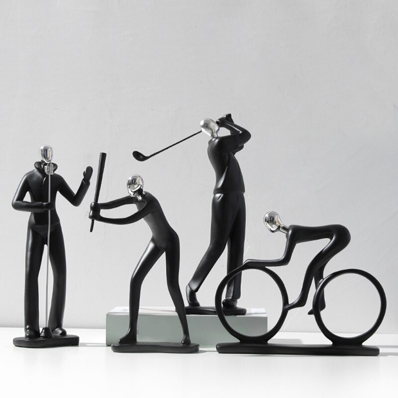 Futbolo / stalo teniso / golfo žaidėjo statula Abstrakčios figūros skulptūra Šiaurės dervos sportininkui Personažas Statulėlės stalo papuošalai