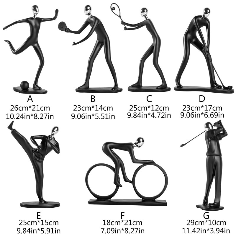 Futbolo / stalo teniso / golfo žaidėjo statula Abstrakčios figūros skulptūra Šiaurės dervos sportininkui Personažas Statulėlės stalo papuošalai