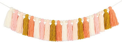 Vaivorykštės medinių karoliukų kutų virvelė pastelinė vaivorykštės kutų girlianda Bohemiška kutų styga girlianda reklaminė juosta Namų sienų dekoravimas