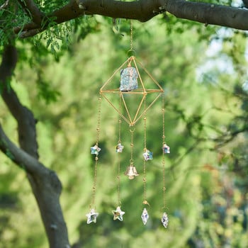 Sun Catcher Φυσικό κρύσταλλο Windchime Ακατέργαστος πολύτιμος λίθος Rainbow κρεμαστό κρεμαστό παράθυρο κουρτίνα Πολυέλαιος Εξωτερικός κήπος Διακόσμηση σπιτιού