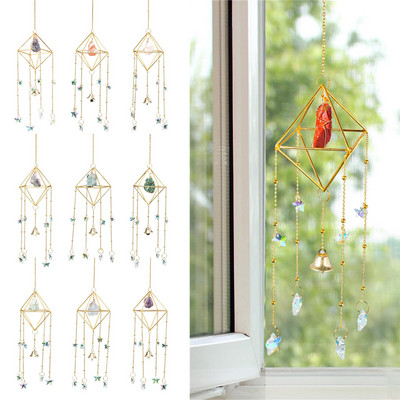 Sun Catcher Φυσικό κρύσταλλο Windchime Ακατέργαστος πολύτιμος λίθος Rainbow κρεμαστό κρεμαστό παράθυρο κουρτίνα Πολυέλαιος Εξωτερικός κήπος Διακόσμηση σπιτιού