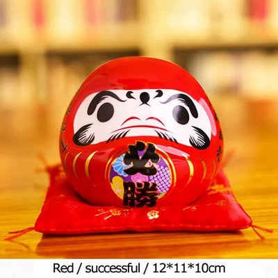 Papusa Daruma din ceramică japoneză de 4,5 inci Ornament de farmec norocos Fengshui Zen Craft Money Box Home Decoration pentru masă Cadouri