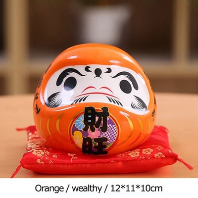 Papusa Daruma din ceramică japoneză de 4,5 inci Ornament de farmec norocos Fengshui Zen Craft Money Box Home Decoration pentru masă Cadouri