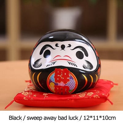 Papusa Daruma din ceramică japoneză de 4,5 inci Ornament de farmec norocos Fengshui Zen Craft Money Box Home Decoration pentru masă Cadouri