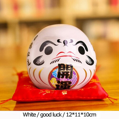 Papusa Daruma din ceramică japoneză de 4,5 inci Ornament de farmec norocos Fengshui Zen Craft Money Box Home Decoration pentru masă Cadouri
