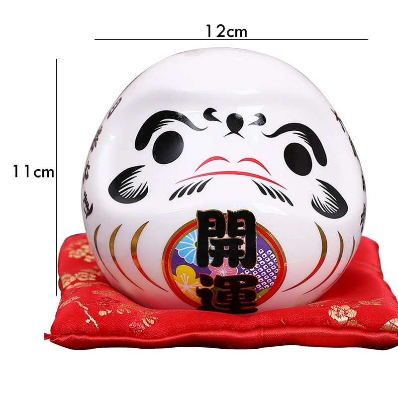 Papusa Daruma din ceramică japoneză de 4,5 inci Ornament de farmec norocos Fengshui Zen Craft Money Box Home Decoration pentru masă Cadouri