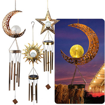 Solar Wind Chime Moon Solar Wind Chimes Moon Crackle Γυάλινη μπάλα Αδιάβροχη αυλή κήπου Αίθριο γκαζόν Solar Wind Chimes with Amazing